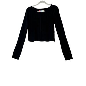 Free People Beach Top Women's Large Black Long Sleeve Thermo Stretch Crop